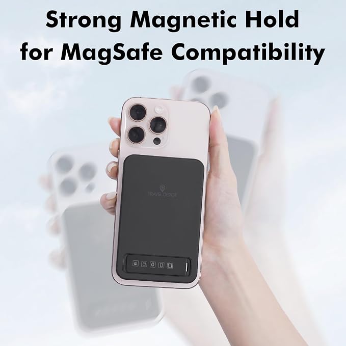 Magnetic Wireless Power Bank, 3-in-1 Portable Charger 10000mAh w/Kickstand - Image 8