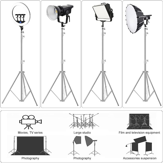 Stainless Steel Heavy Duty Photography Tripod Light Stand, 9.19 Feet/2.8m - Image 5