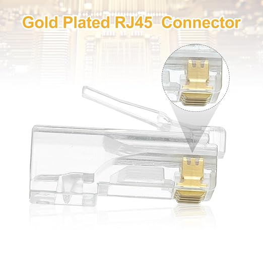 MECCANIXITY 60pcs Cat6 RJ45 Pass Through Connectors, RJ45 Connector 8P8C Gold - Image 3