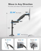 HUANUO Single Monitor Arm, Adjustable Desk Mount - Image 4