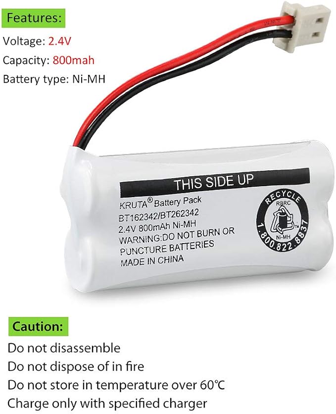 Kruta BT162342 BT262342 Cordless Phone Batteries Compatible - Image 2