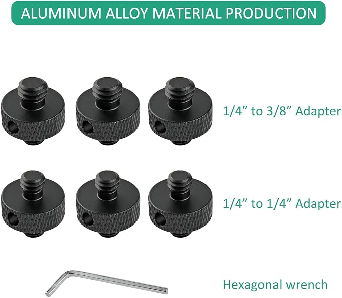 Camera Mount Screw 1/4" Male to 1/4" Male & 1/4" to 3/8" Tripod Screw Adapter - Image 7