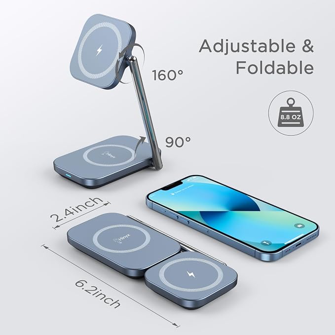 2-in-1 MagSafe Charger Stand, 20W Foldable Travel Fast Magnetic Wireless Charger - Image 3