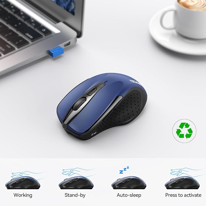 TECKNET Wireless Mouse Silent 4800 DPI Computer USB A & Bluetooth Mouse 6 - Image 8