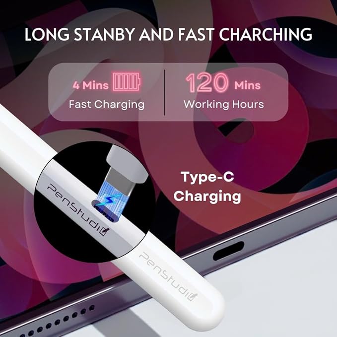 PS1-Pro Stylus Pen for Apple iPad 2018-2025｜Faster Charge Custom Shortcuts - Image 2
