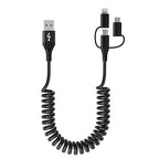 USB to USB-C Lightning Micro-USB Cable Combo 3 in 1 Coiled Cable Support by KETAKY+Plus