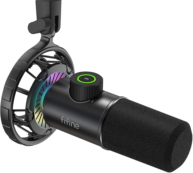 FIFINE USB Gaming Microphone, RGB Dynamic Mic by FIFINE