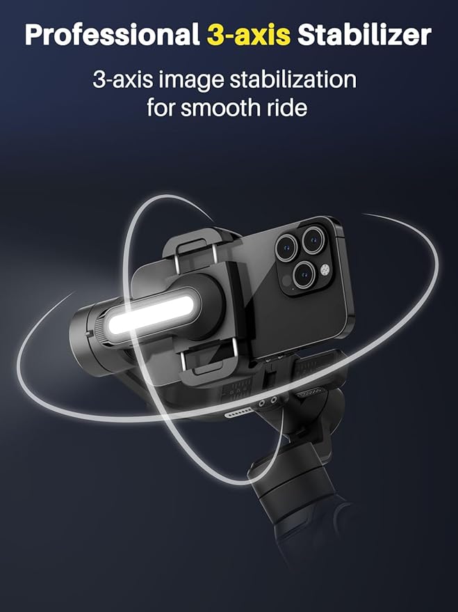 S2 Mic Smartphone Gimbal Stabilizer w/Wireless Lavalier Microphone, Built-in - Image 4
