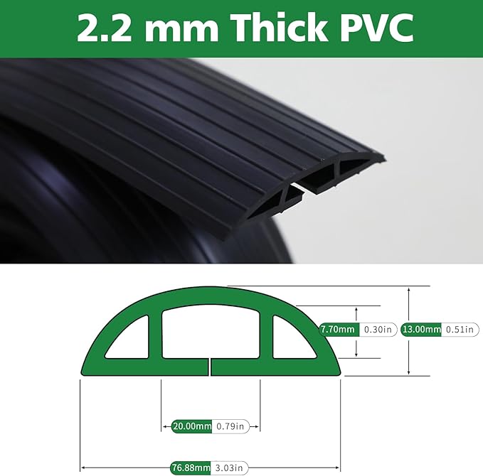4ft Floor Cable Cover Heavy Duty PVC Cord Cover Wire Cover to Prevent Trip - Image 2