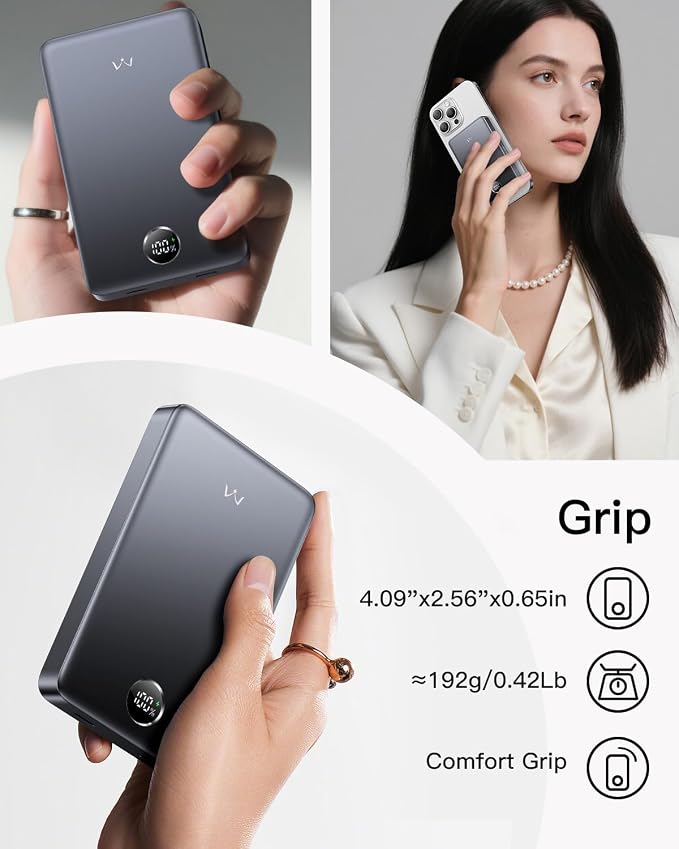 iWALK Magnetic Portable Charger, Qi2 Certified 15W Magnetic Power Bank - Image 6