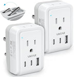 2 Pack US to India Plug Adapter, VINTAR Foldable India Power Adapter by VINTAR
