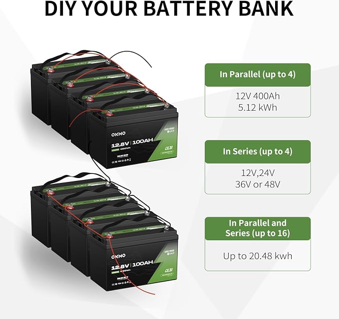 OKMO 12V 100Ah TM LiFePO4 Battery, Lithium Battery 150A BMS - Image 8