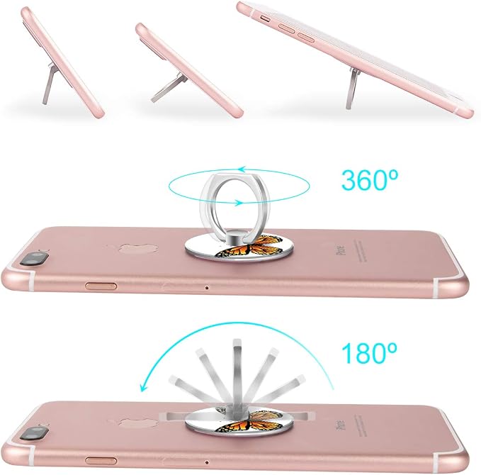 Bonoma Finger Ring Stand, 3 Pack Butterfly 360 Degree Rotation Phone Ring Stand - Image 4