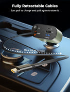 【Upgraded】 SUPERONE Retractable Car Charger 4 in 1, Fast Car Phone Charger - Image 2