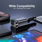 4 in 1 Retractable Car Charger for iPhone, 69W USB-C Fast Car Charger - Image 9