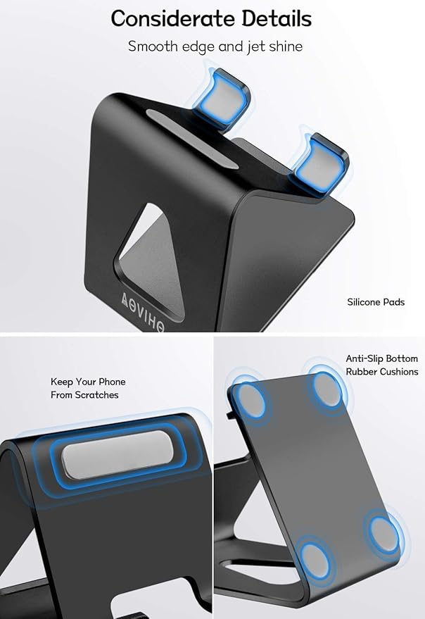 Cell Phone Stand for Desk, Desktop Phone Holder, Aluminum Mobile Phone Stand - Image 3