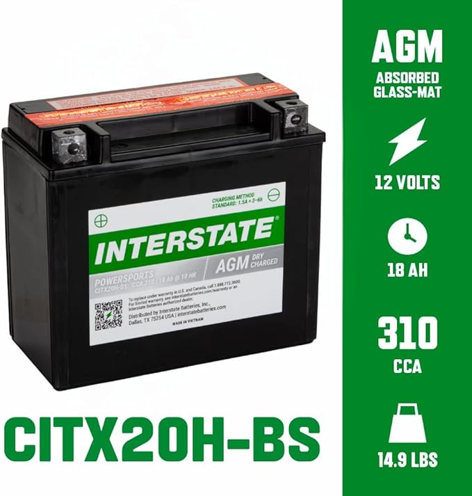 Interstate Batteries YTX20H-BS 12V 18Ah Powersports Battery 310CCA - Image 3