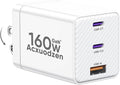 USB C Charger Block 160W, 3-Port GaN Super Fast Charger, Dual 65W Type C by Acxuodzen