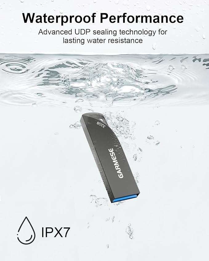 32GB USB 3.0 Flash Drive, Waterproof Metal USB Memory Stick, Slim Thumb Drive - Image 2