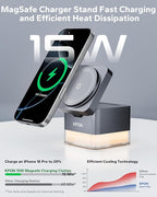 KPON for iPhone Nightstand Charging Station, 15W 3 in 1 Wireless Phone Charger - Image 2