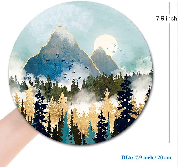 Round Mouse Pad, Abstract Mountain Design Mouse Pad, Custom Cute Mouse Pads - Image 2