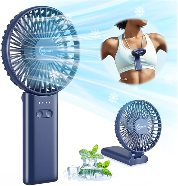 【SUPER THIN】 Portable Handheld Fan, 2025 Upgraded Strong Airflow, 20Hrs Runtime by WITHOUSE