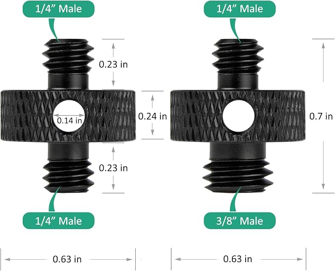 Camera Mount Screw 1/4" Male to 1/4" Male & 1/4" to 3/8" Tripod Screw Adapter - Image 6
