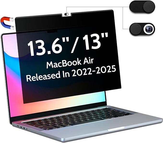 Magnetic Privacy Screen for Macbook Air 13.6/13 Inch, Removable Matte Anti by peslv