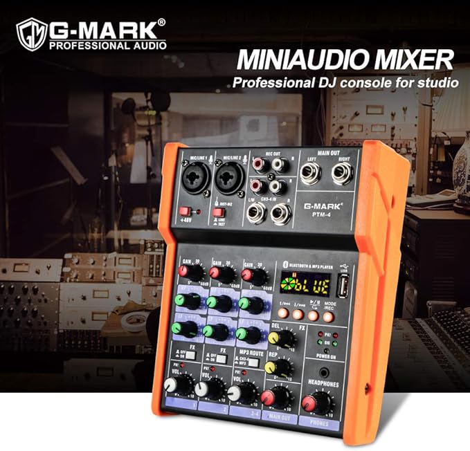 G-MARK Analog Mixer Audio 4 Channel DJ Audio Mixer Bluetooth Studio Karaoke - Image 2