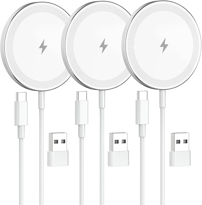 3-Pack 15W Magnetic Wireless Charger: Qi2 Fast Charging Pad by SMILESTATION