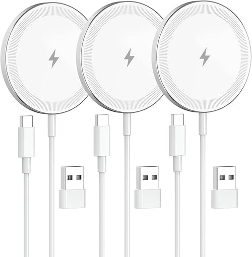 3-Pack 15W Magnetic Wireless Charger: Qi2 Fast Charging Pad by SMILESTATION
