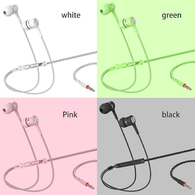 YNR 4 Pairs Wired Earbuds with Microphone & Volume Control, in Ear Earphones - Image 2