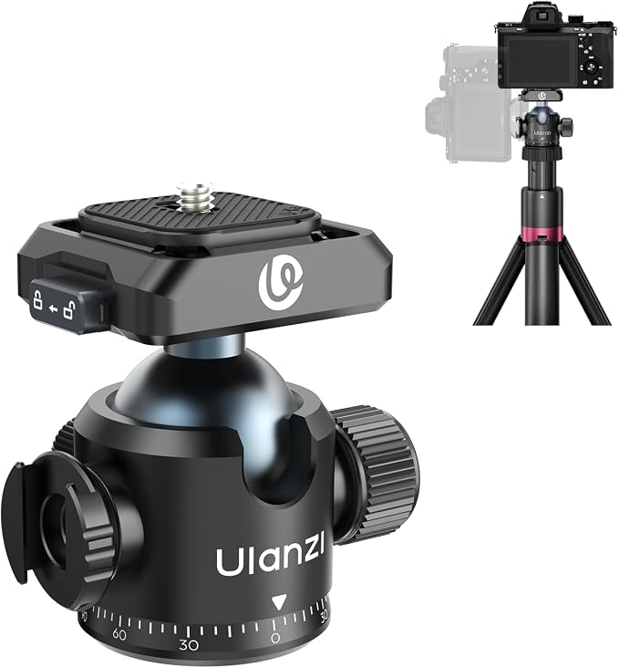 Ulanzi T100 Ball Head, Tripod Ball Head Mount 1/4 & 3/8 inch by ulanzi