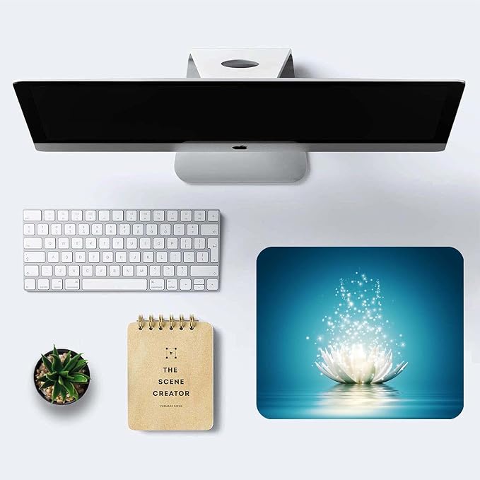 White Lotus Mouse Pad, Cute Floral Mouse pad, Custom Small Mouse Pads - Image 6