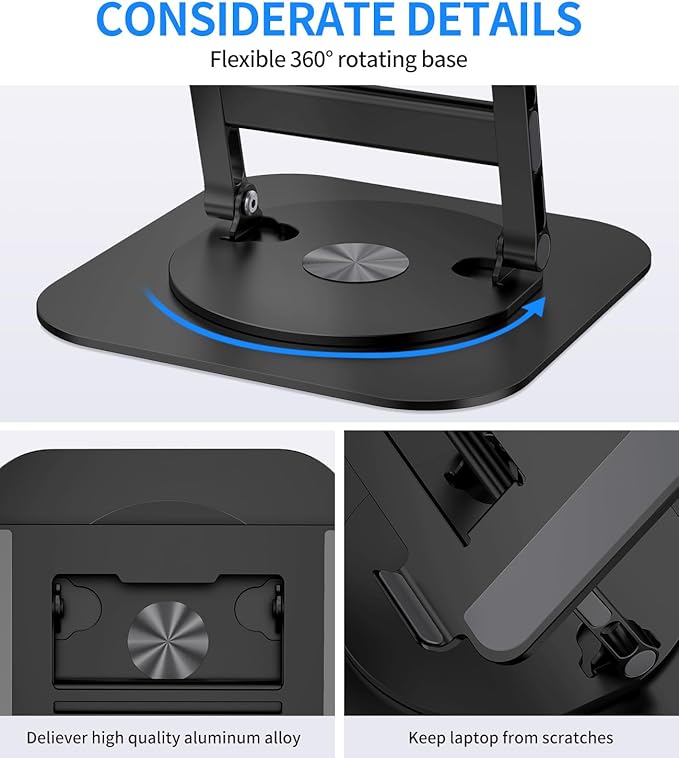 Adjustable Laptop Stand with 360 Rotating Base, Stable Computer Stand - Image 5