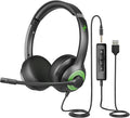 USB Headset with Mic for PC, On-Ear Computer Laptop Headphones with Noise by JIAMQISHI
