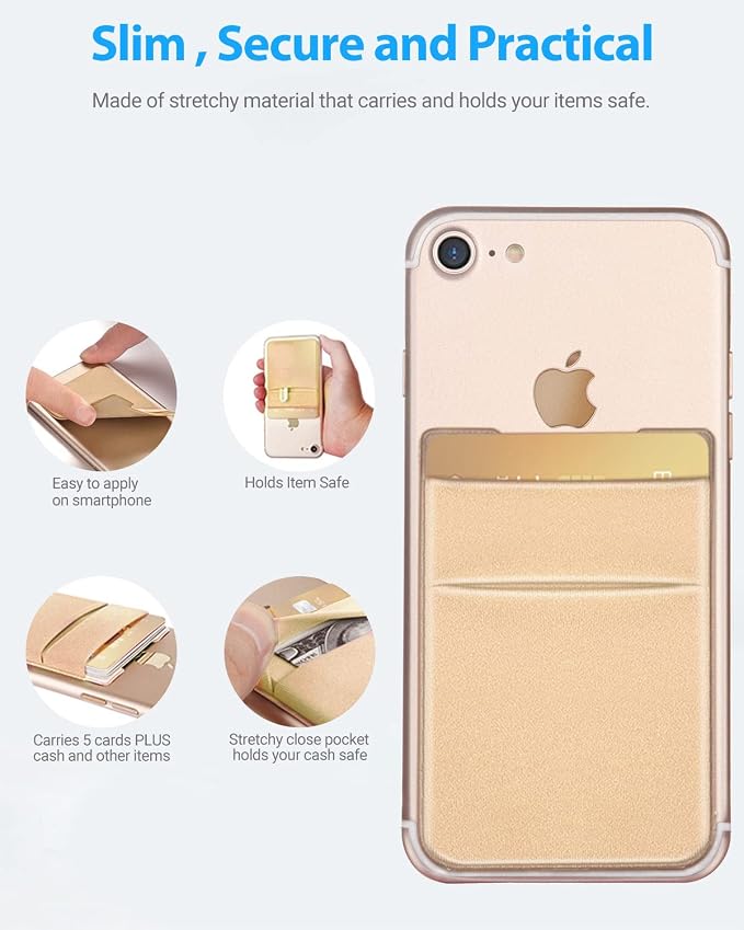 2 Pack Stick On Wallet Sleeve Cell Phone Dual Pocket Card Holder Double Pocket - Image 4