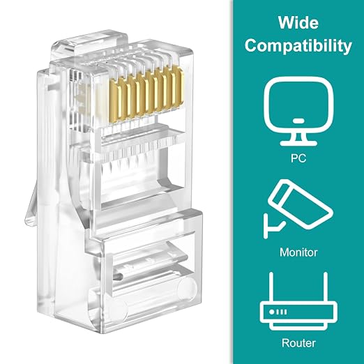 UTP RJ45 Connectors, Cat6 RJ45 Pass Through Plugs 50-Pack, Cat6 RJ45 Plugs - Image 4