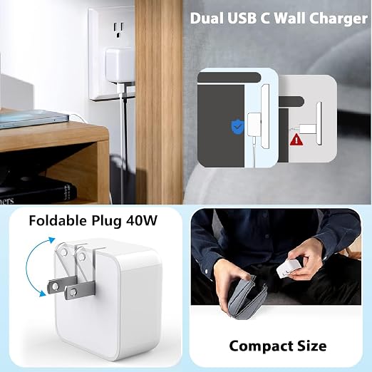 iPhone Charger Fast Charging, 40W Dual USB C Wall Charger Apple MFi Certified - Image 5