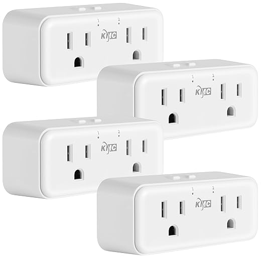 KMC Smart Plug Duo 4-Pack, 2-Outlet Wall Plug Extender, Smart Outlet Splitter by KMC