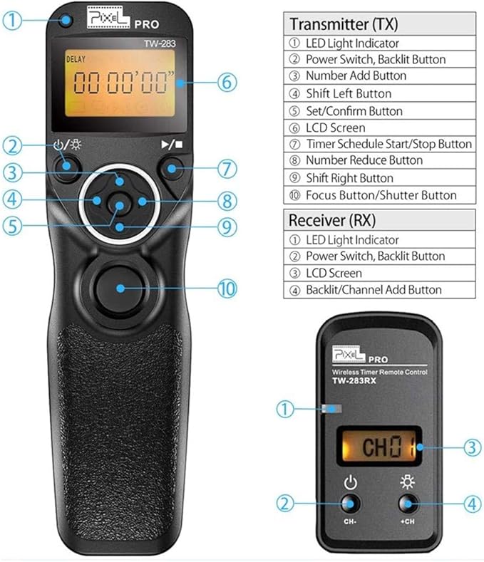 Pixel Remote Timer TW283-E3 LCD Multi-Function Shutter Remote Release Timer - Image 5