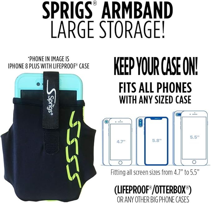 Sprigs Phone Armband Sleeve for iPhone 14, X Galaxy Z, S20 Google Pixel 7 - Image 4