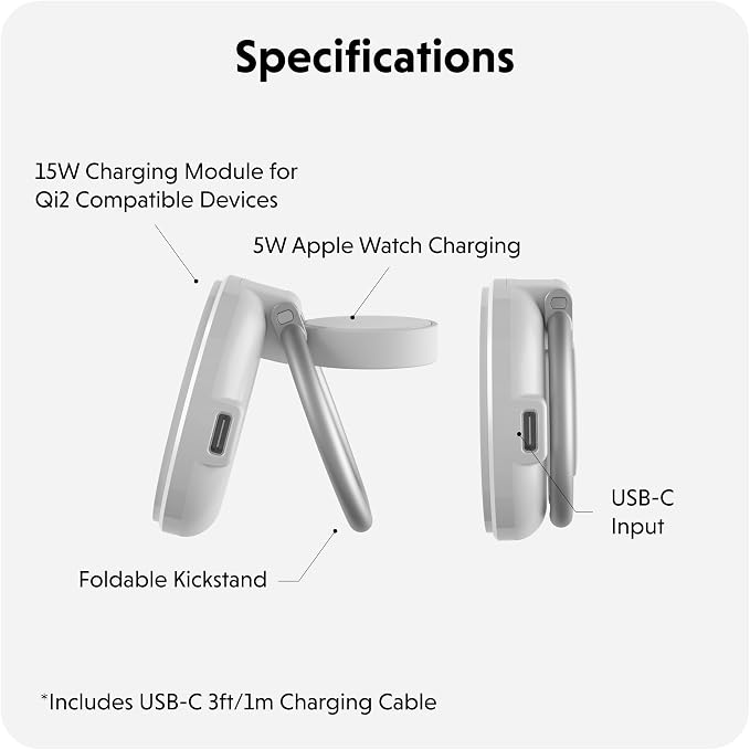 HyperJuice 2-in-1 Wireless Charger Qi2 Magnetic Stand — Fast Wireless Charger - Image 5