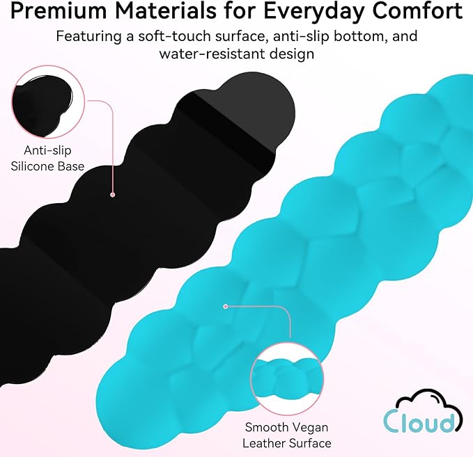 Cloud Wrist Rest for Computer Keyboard, 4-in-1 Memory Foam Leather Cloud - Image 6