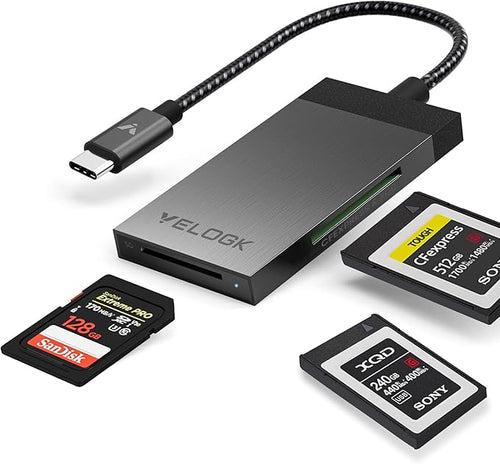 3-in-1 CFexpress/XQD/SD Card Reader USB C, VELOGK Dual-Slot USB 3.2 CFexpress by VELOGK