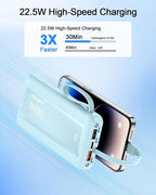 Portable Charger with Built in Cables, Slim 10000mAh Fast Charging 22.5W Power - Image 2