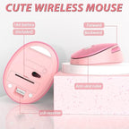 Cute Pink Wireless Keyboard and Mouse, 2.4G Retro Round Keycap - Image 2