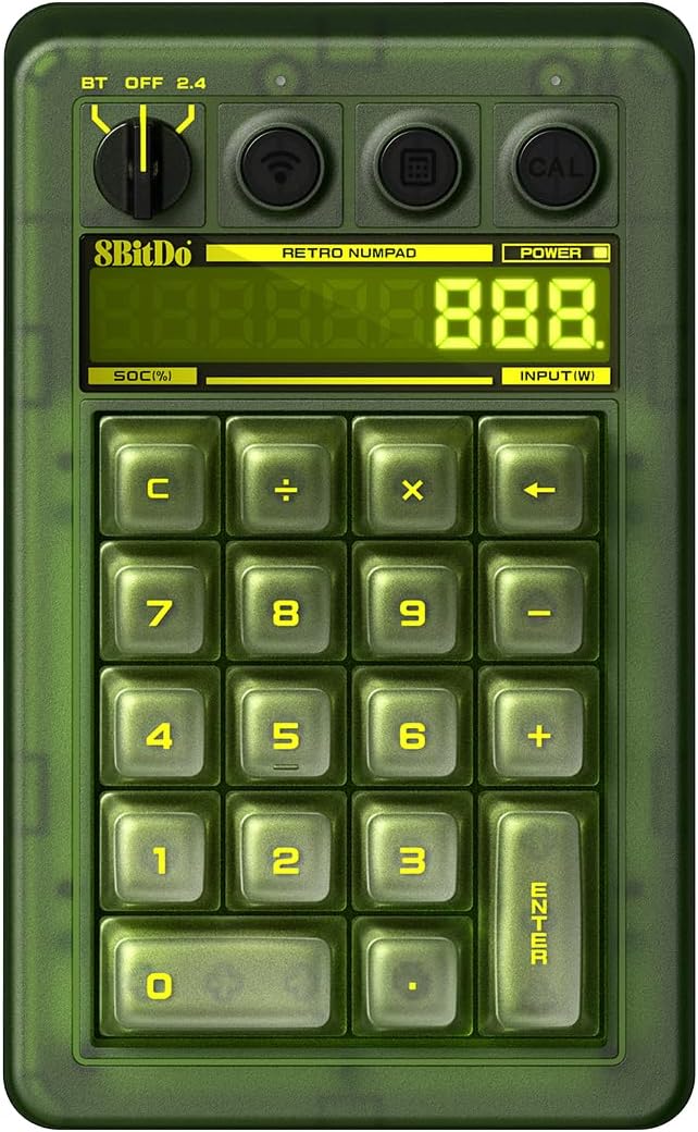8Bitdo 18 Key Retro Mechanical Numpad, Supports PC & Standard Calculator Mode by 8BitDo