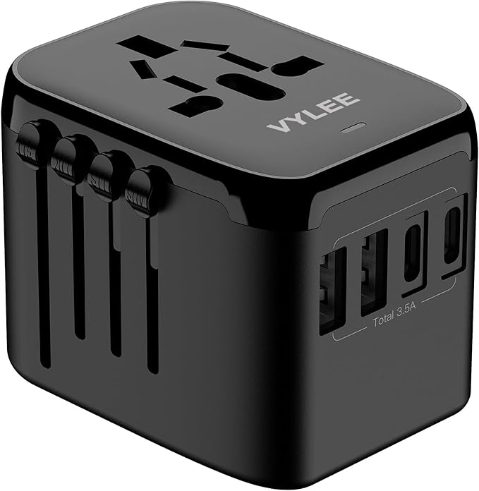 Universal International Power Travel Plug Adapter, 5 in 1 European Travel Plug by VYLEETechnology