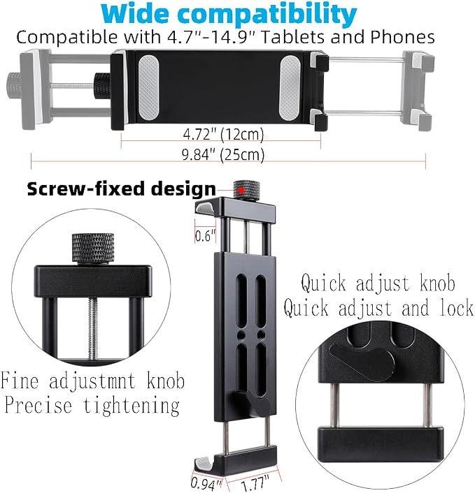 All-Aluminum Heavy Duty Drill Base Tablet Holder Mount - Image 4
